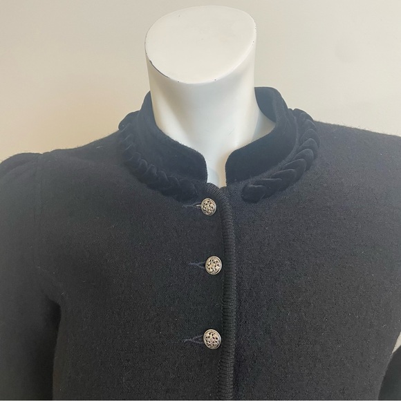 GEIGER TYROL Vintage Black Pure Wool Cropped Jacket Made in Austria - Picture 3 of 10